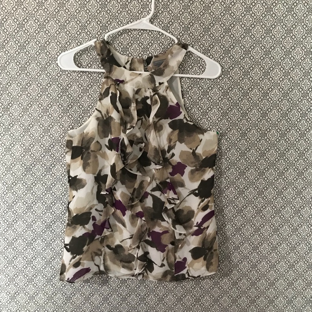 Loft sleeveless ruffled blouse